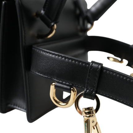 Elegant Black Leather Belt Bag with Gold Accents