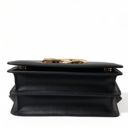 Elegant Black Leather Belt Bag with Gold Accents