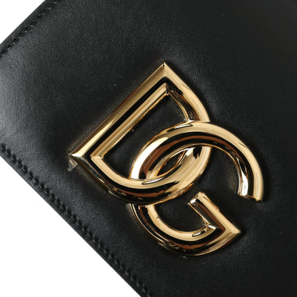 Elegant Black Leather Belt Bag with Gold Accents