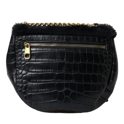 Exquisite Croc-Embossed Panther Shoulder Bag