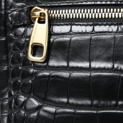 Exquisite Croc-Embossed Panther Shoulder Bag