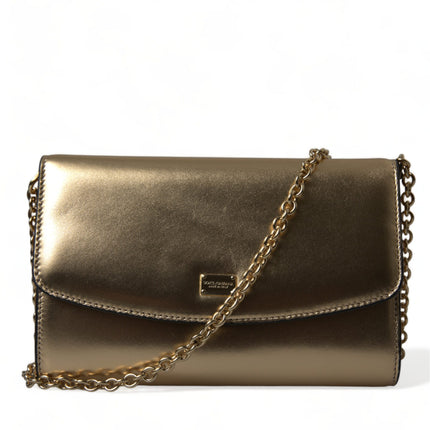 Elegant Metallic Gold Leather Crossbody Purse