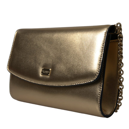 Elegant Metallic Gold Leather Crossbody Purse