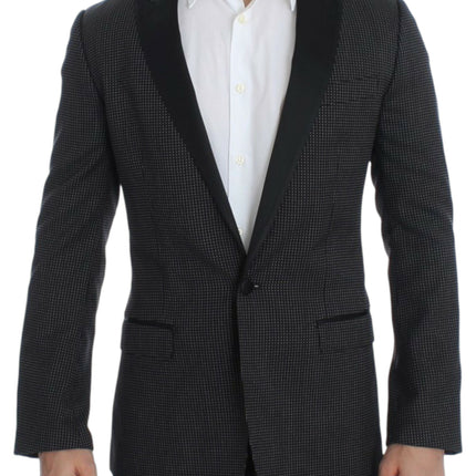 Élégant blazer slim fit en pointillés noirs