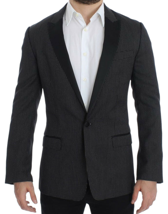 Élégant blazer slim fit en pointillés noirs