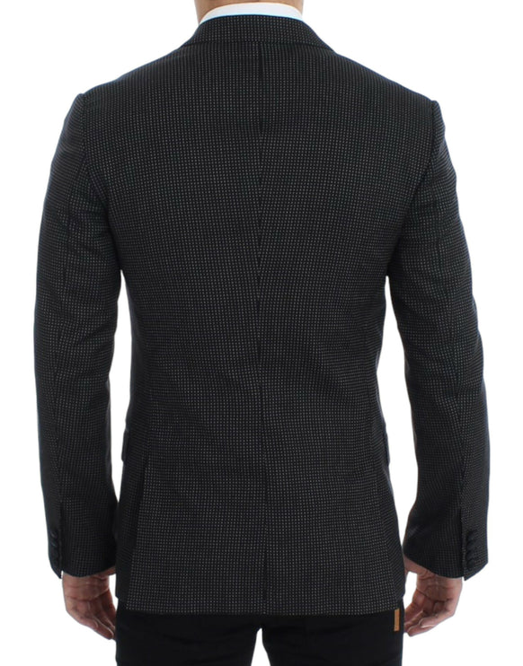 Élégant blazer slim fit en pointillés noirs