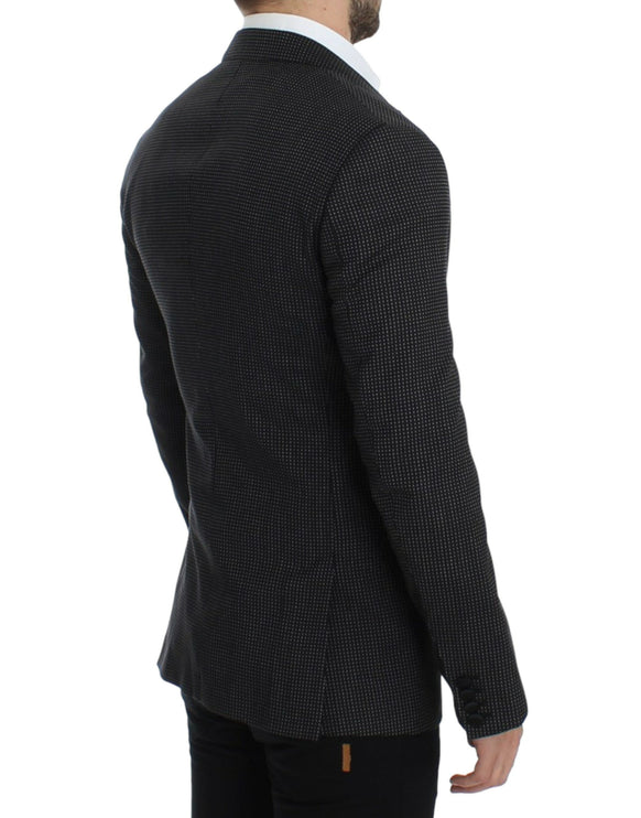 Élégant blazer slim fit en pointillés noirs