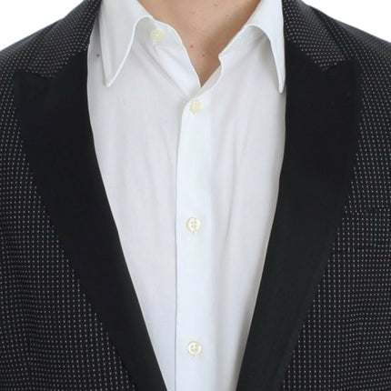 Élégant blazer slim fit en pointillés noirs