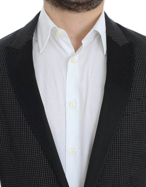 Élégant blazer slim fit en pointillés noirs