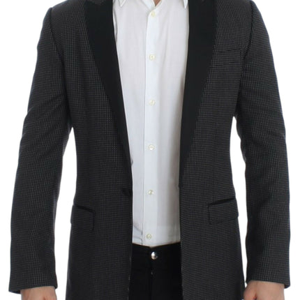 Élégant blazer slim fit en pointillés noirs