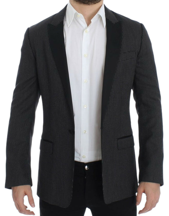 Élégant blazer slim fit en pointillés noirs