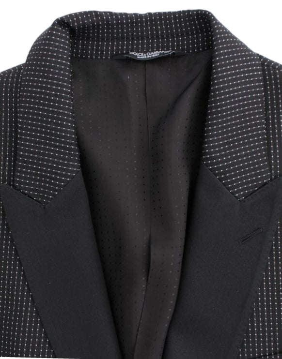 Élégant blazer slim fit en pointillés noirs