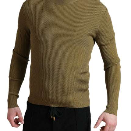 Army Green Viscose Crew Neck Sweater