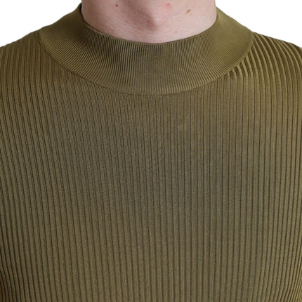 Army Green Viscose Crew Neck Sweater