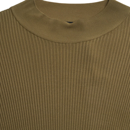 Army Green Viscose Crew Neck Sweater