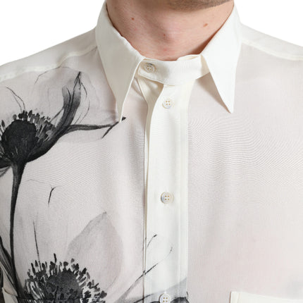 Elegante camisa de vestir de seda floral