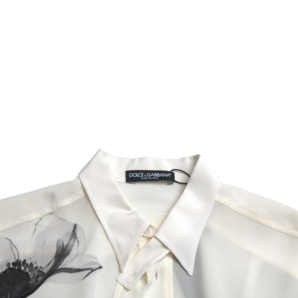 Elegante camisa de vestir de seda floral