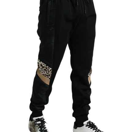 Elegantes pantalones de jogger de leopardo negro