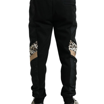 Elegantes pantalones de jogger de leopardo negro