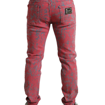 Jeans de mezclilla delgada del tinte rojo