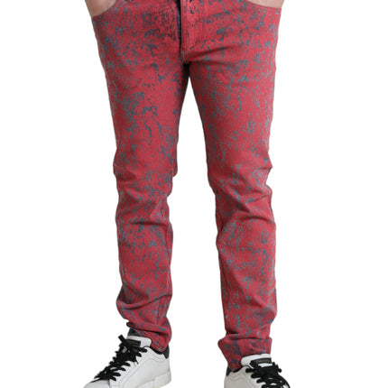 Jeans de mezclilla delgada del tinte rojo