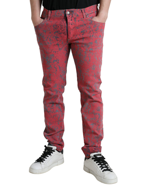 Jeans de mezclilla delgada del tinte rojo