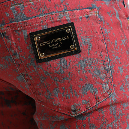 Jeans de mezclilla delgada del tinte rojo