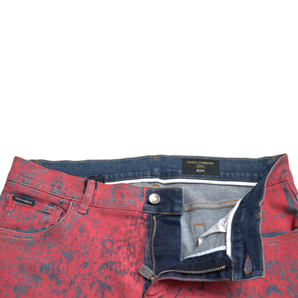 Jeans de mezclilla delgada del tinte rojo