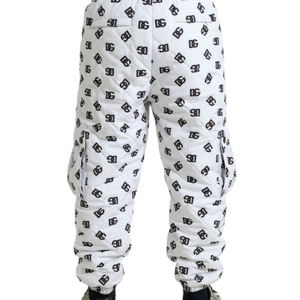 Chic White Jogger Pants with Iconic DG Print