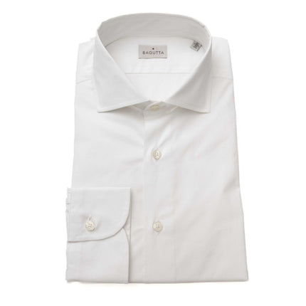 Sleek White Slim Fit Camisa de algodón