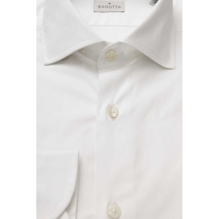 Sleek White Slim Fit Camisa de algodón