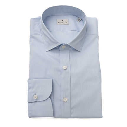 Elegante camisa azul claro de ajuste delgado