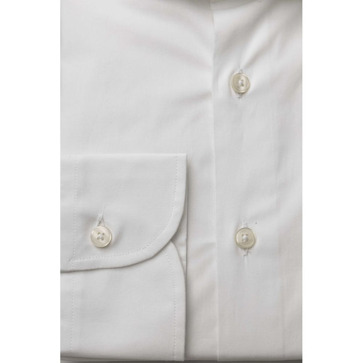 Sleek White Slim Fit Camisa de algodón