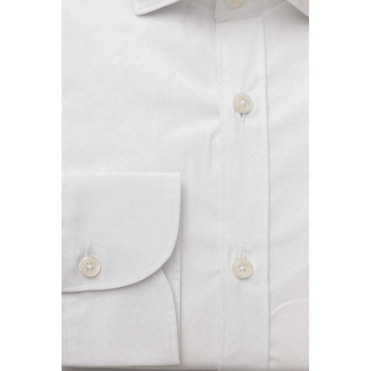 Camisa blanca de cuello francés de ajuste delgado