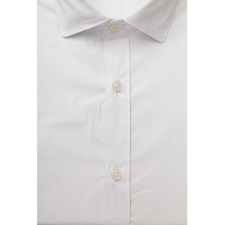 Camisa blanca de cuello francés de ajuste delgado