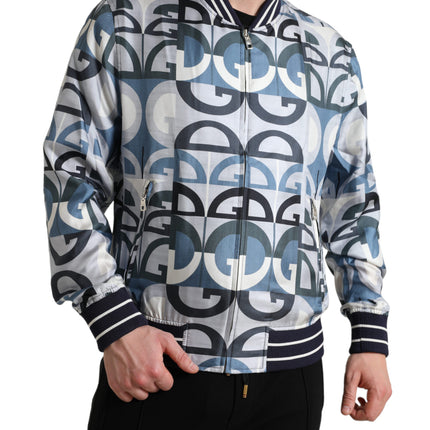 Multicolor Silk Bomber Jacket - Classic Elegance