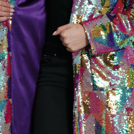 Veste longue à paillettes multicolores