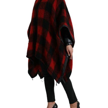 Elegant Buffalo Check Poncho Jacket