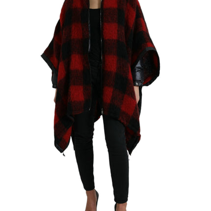 Elegant Buffalo Check Poncho Jacket