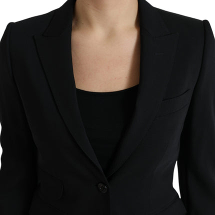 Blazer à revers à pic de mélange de laine chic