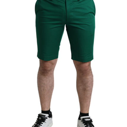 Eleganti pantaloncini di bermuda in cotone verde profondo