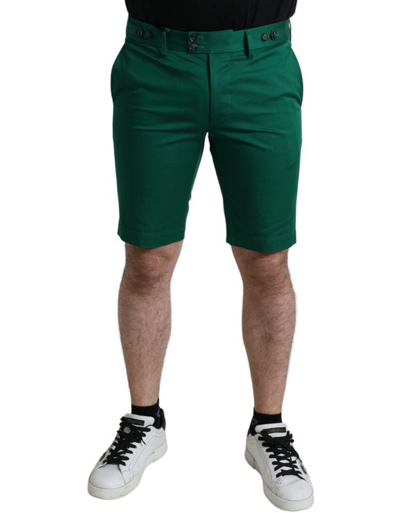 Eleganti pantaloncini di bermuda in cotone verde profondo