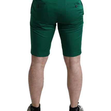 Eleganti pantaloncini di bermuda in cotone verde profondo