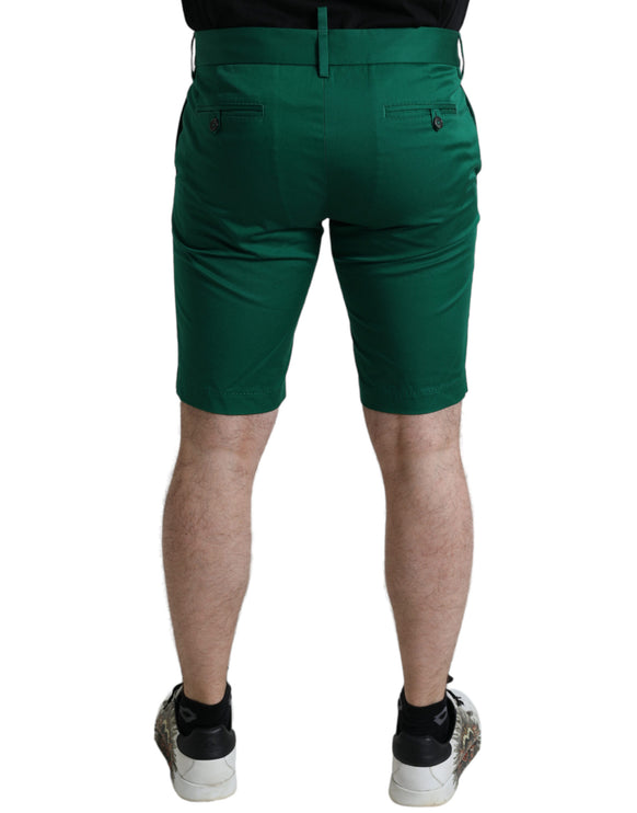 Eleganti pantaloncini di bermuda in cotone verde profondo