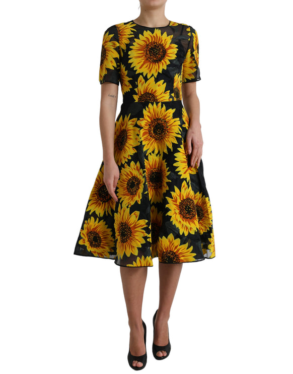 Summery Sunflower A-Line MIDI-jurk