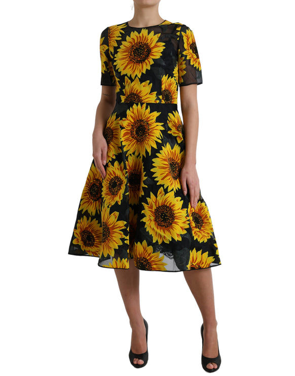 Summery Sunflower A-Line MIDI-jurk