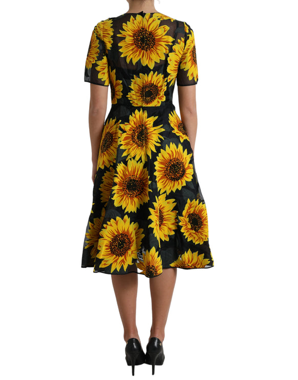 Summery Sunflower A-Line MIDI-jurk