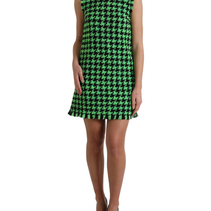 Elegante Houndstooth gebreide mini -jurk