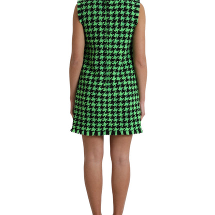 Elegante Houndstooth gebreide mini -jurk