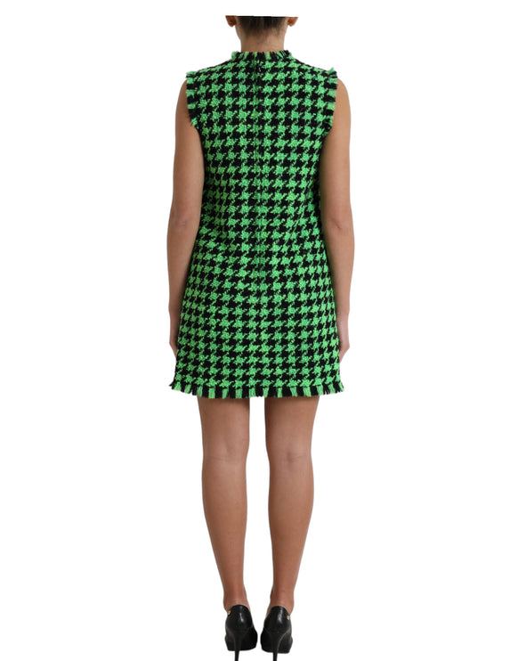 Elegante Houndstooth gebreide mini -jurk